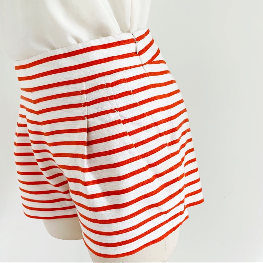 J. CREW Red Orange Linen Striped Shorts Size 2